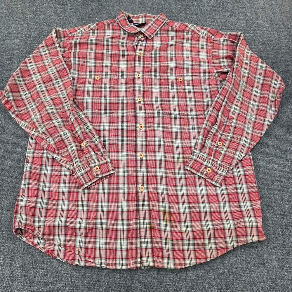 Patagonia Red Plaid Long Sleeve Button‎ Up Shirt Men's Size L Cotton